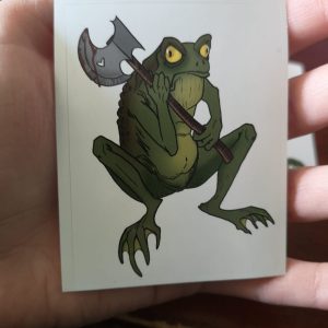 Kröte mit Axt Sticker transaparent