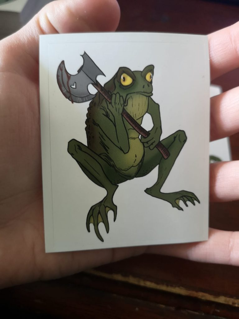 Kröte mit Axt Sticker